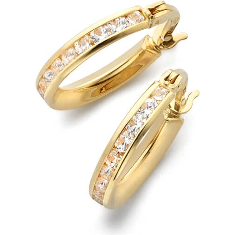 Örhänge Creol 18k cz kanalfattad 14mm